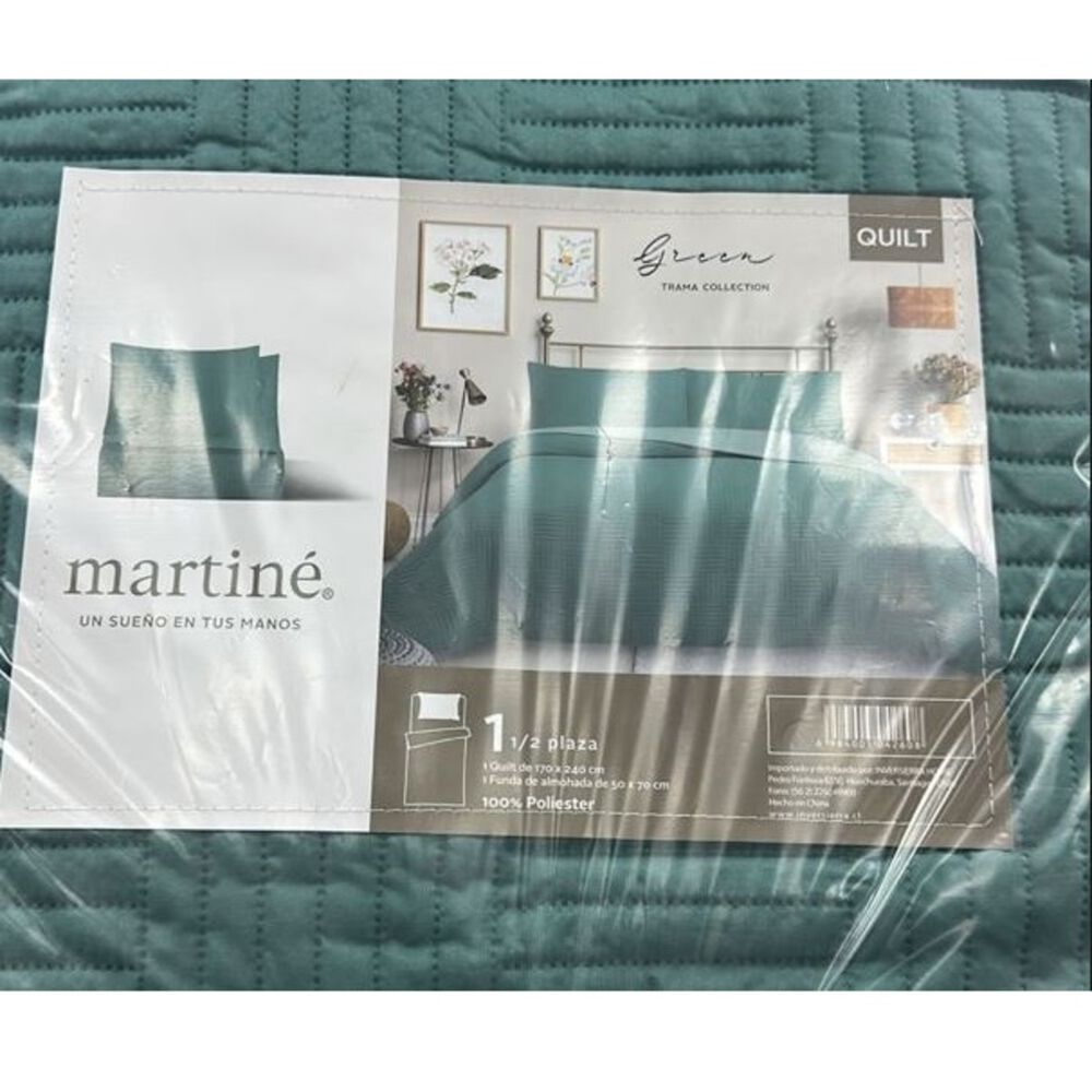 Cubrecama Quilt Reversible 1,5 Plazas Color Verde Trama Collection image number 2.0