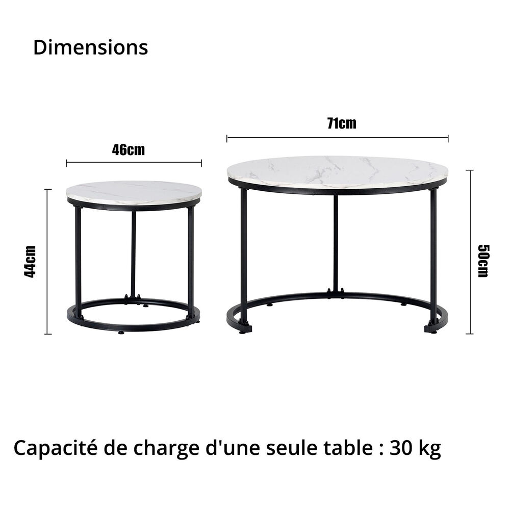 Mesa De Centro Nido Dise&ntilde;o De Marmol Con Base Negra image number 3.0