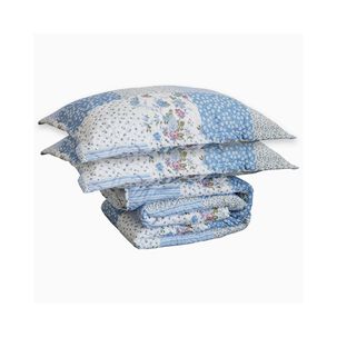 Quilt Andes Sherpa Estampado Patchwork Celeste 2 Pl