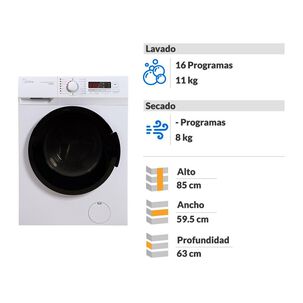 Lavadora Secadora Midea MLSF-1108BN05N / 11 Kg / 8 Kg