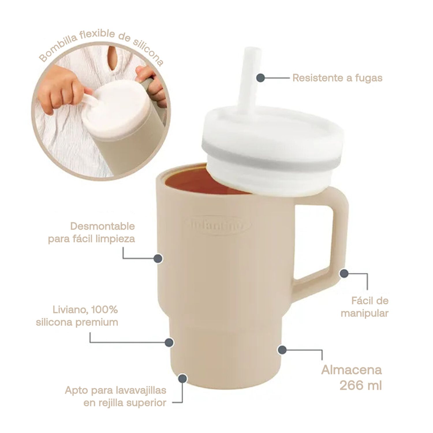 Vaso Antiderrame Con Bombilla My 1st Tumbler 250ml Sand image number 1.0