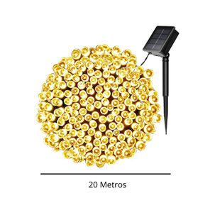 Luces De Exteriores 200 Led Amarillas Con Panel Solar 20 Metros