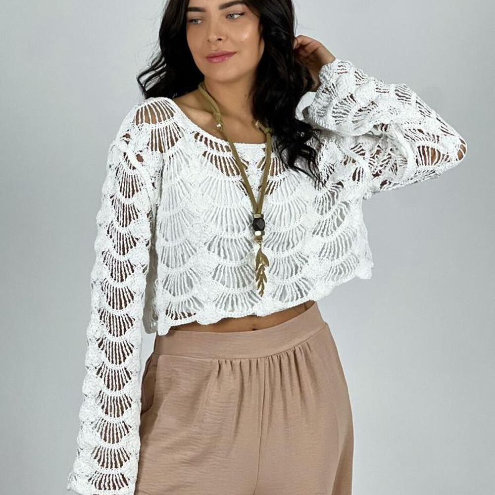 Polera Tejida De Hilo Blanco Enigmática Boutique image number 3.0