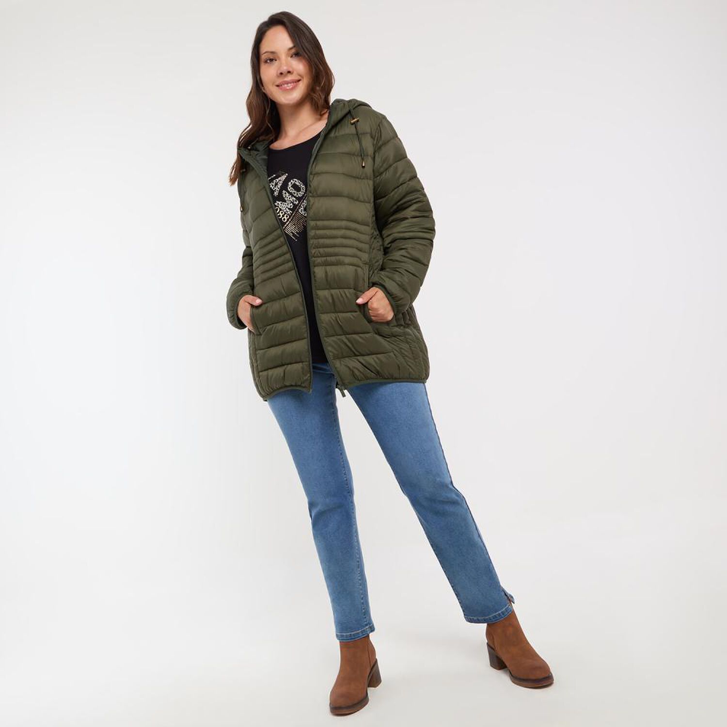 Parka Lisa Regular Cuello Alto Con Capucha Mujer Sexy Large image number 1.0