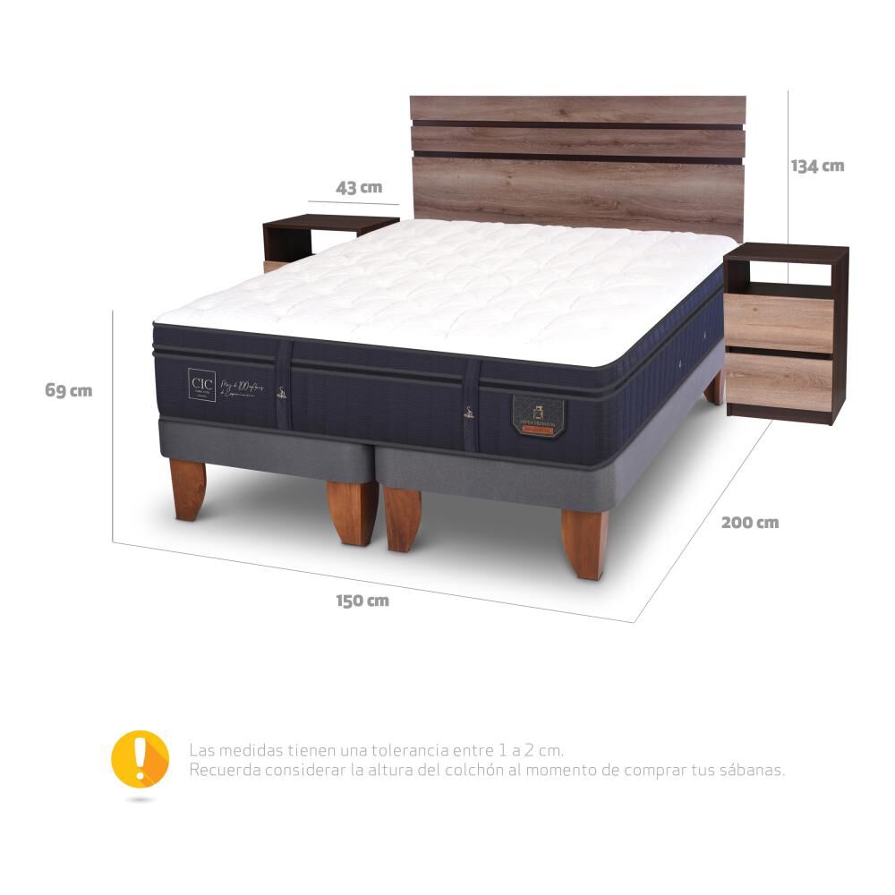 Cama Europea Cic Super Premium / 2 Plazas / Base Dividida + Set De Maderas image number 4.0