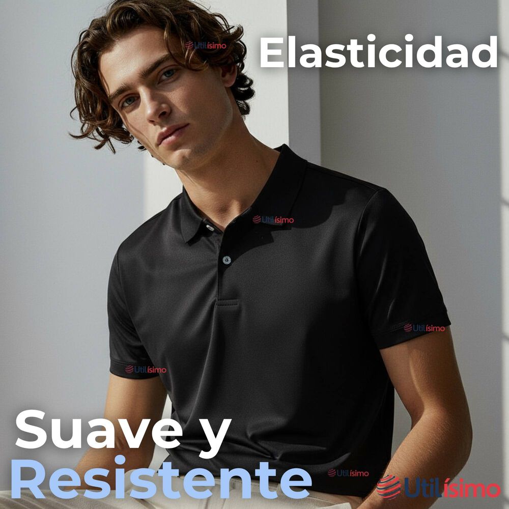 Polera Pique Premium 200g Manga Corta 100% Algodón Textura Suave Chemise Negro Hombre image number 6.0