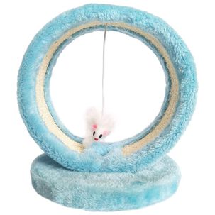 Rascador Para Gatos Diseño Circular Juguete Colgante Azul