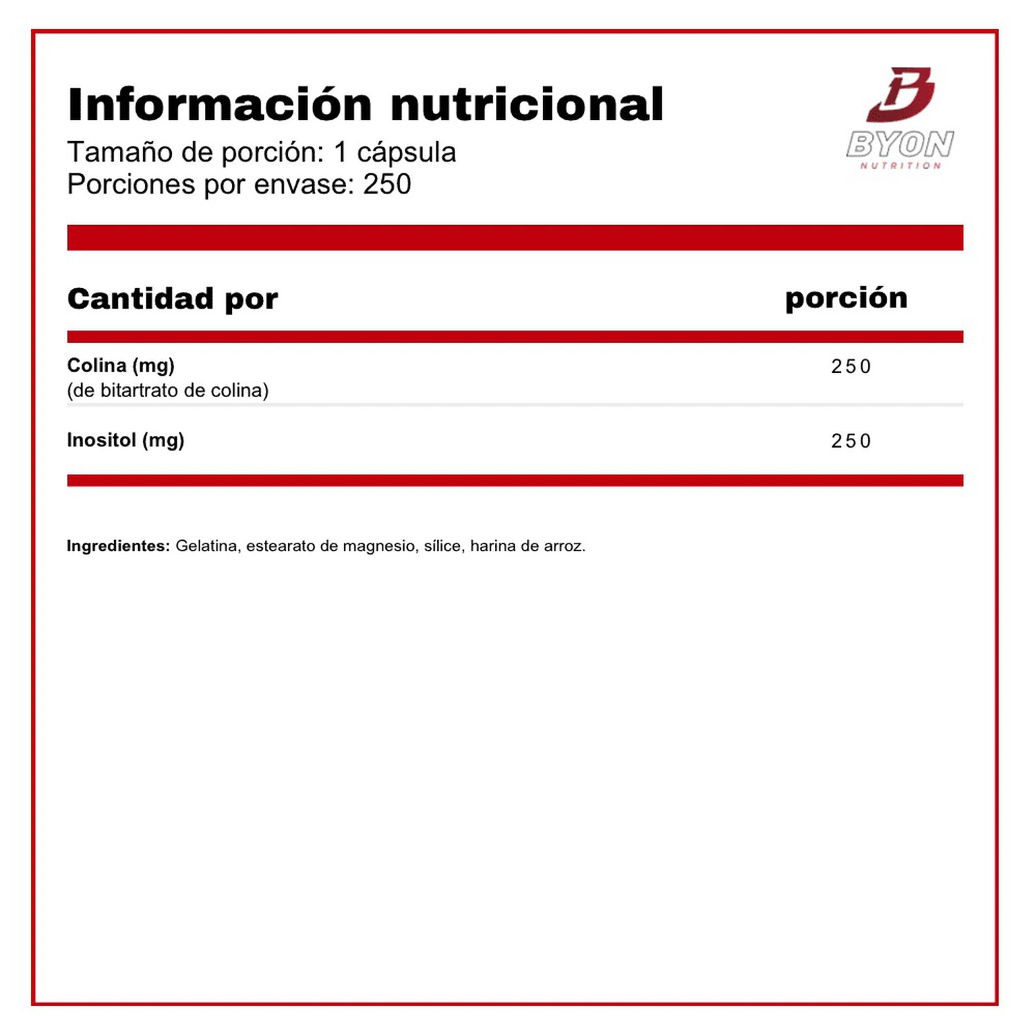 Choline & Inositol 250 Mg 250 C&aacute;psulas image number 1.0