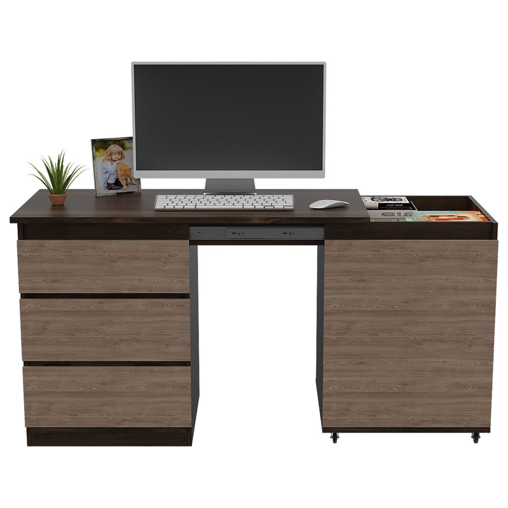 Escritorio Extensible 3 Cajones 1 Puerta Fm-020o Caf&eacute; Oscuro image number 2.0