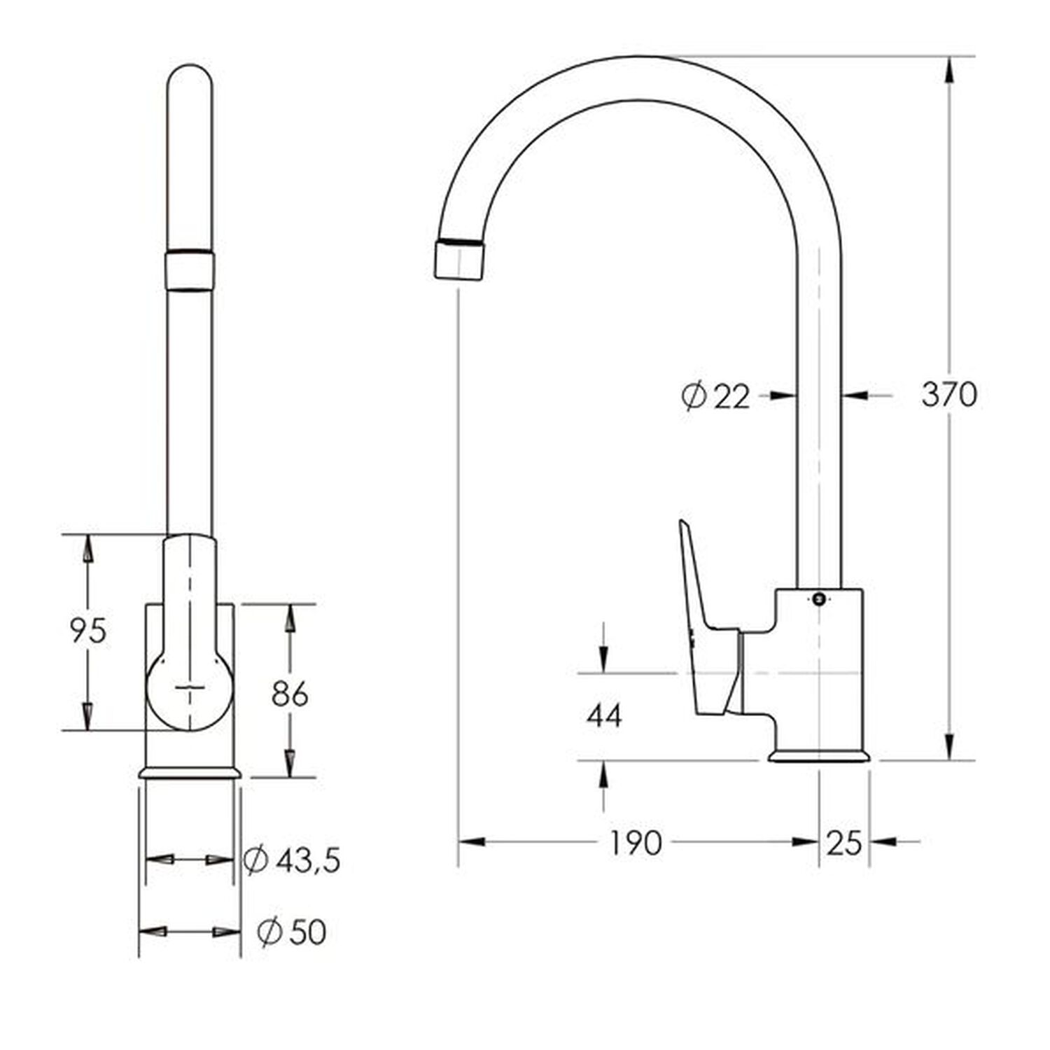 Monomando Grifo Llave Vertical Lavaplatos Fregadero Arezzo Color Negro Mate image number 5.0