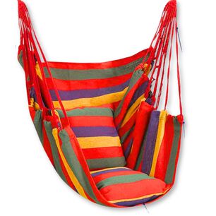 Silla Hamaca Colgante Columpio Con Dos Almohadas Para Jardin Rojo Arcoriris
