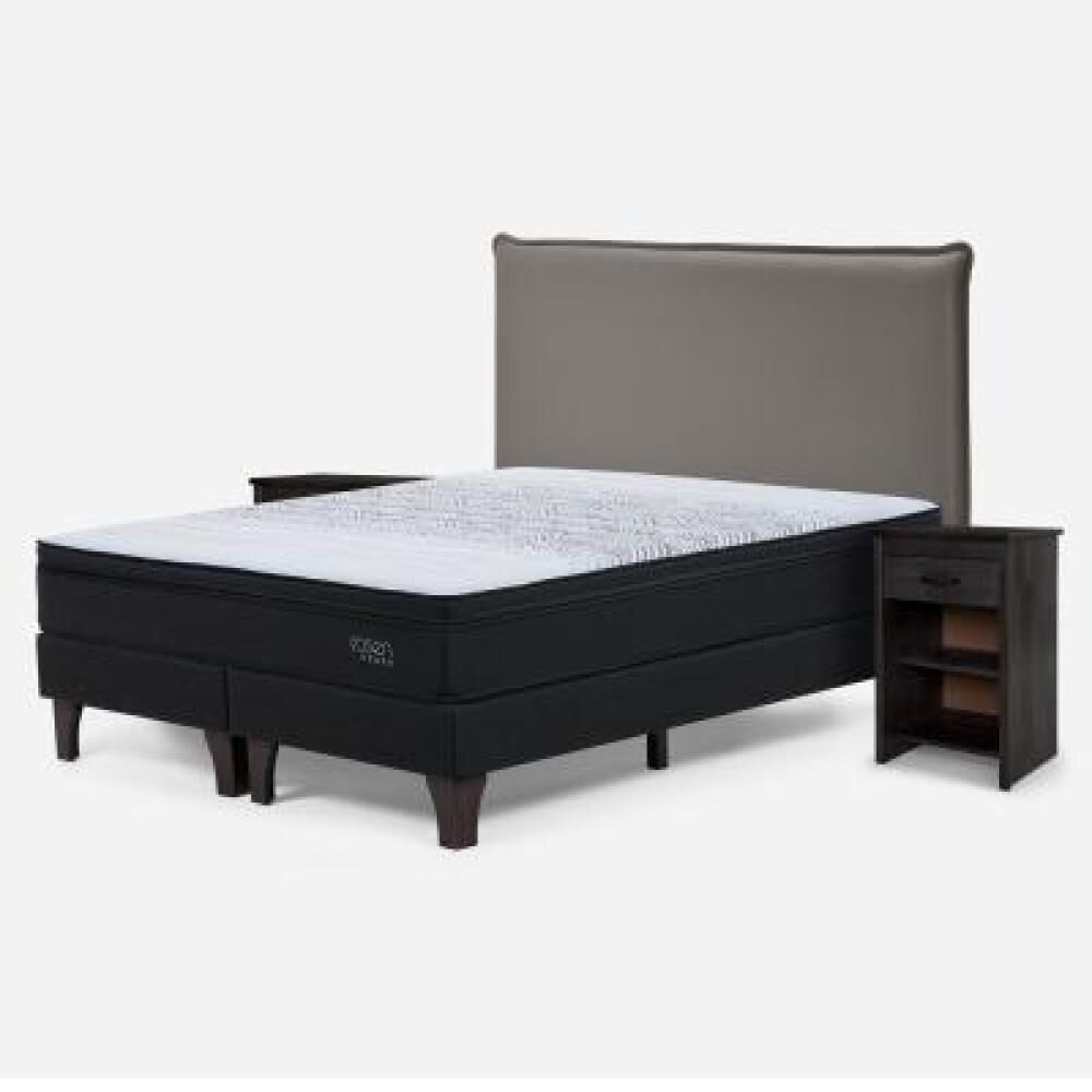 Cama Europea Rosen Tempo / 2 Plazas / Base Dividida + Set De Maderas Maurice Gris image number 7.0