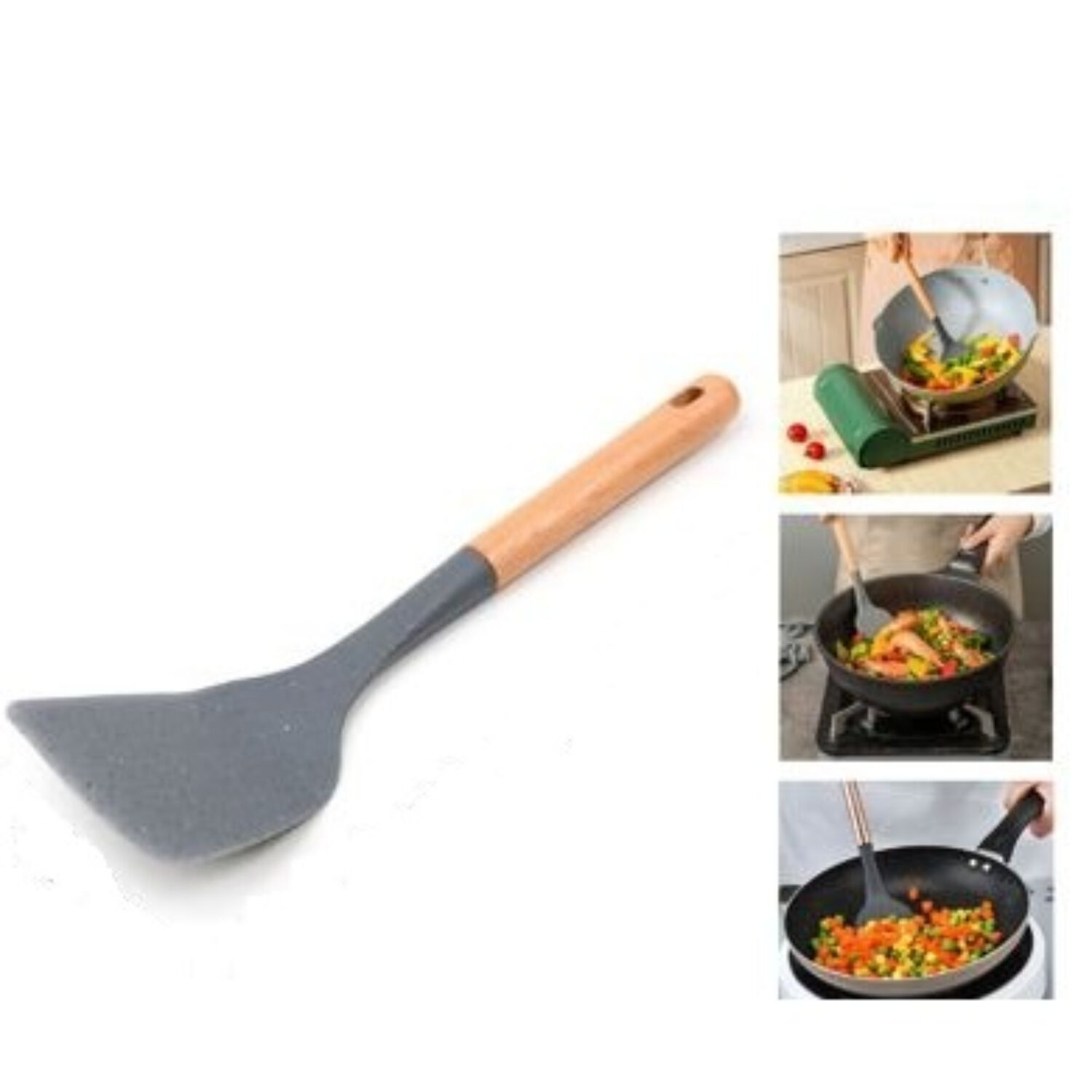 Espatula Pala Plana Txm7-m04 Color Gris Mango De Madera image number 0.0