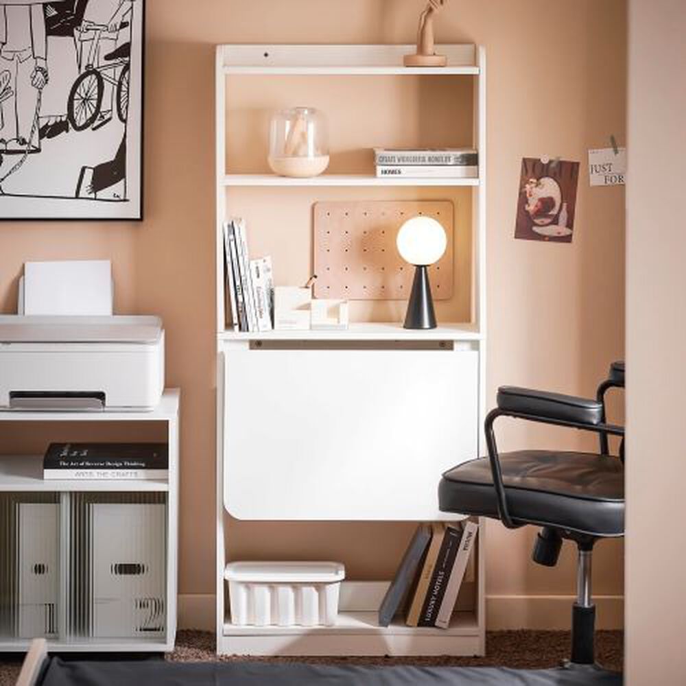 Estantería Con Escritorio Plegable Compacto - Blanco image number 7.0