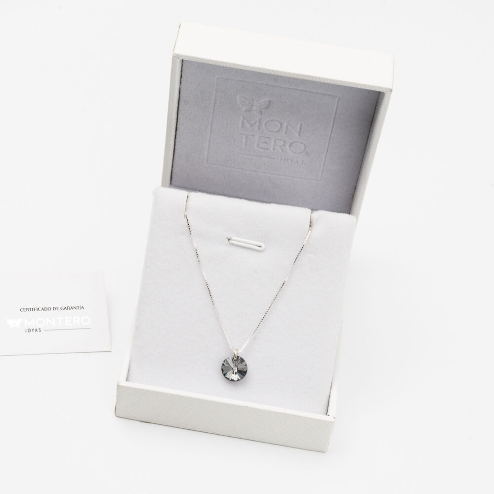 Collar Punto De Luz Plata Italiana 925 Y Cristal Genuino Silver Night image number 2.0