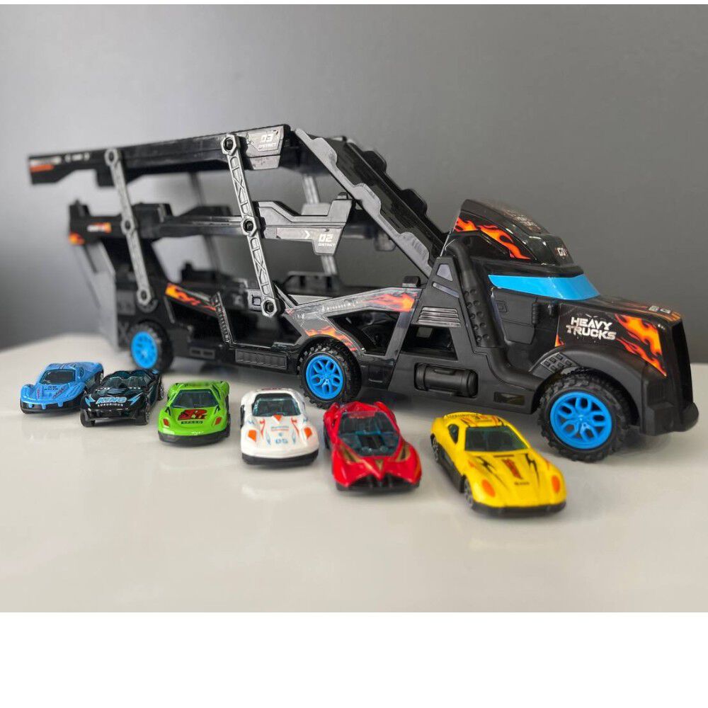 Juguete Camión De Doble Rampa Porta Autos Con 6 Carros image number 5.0