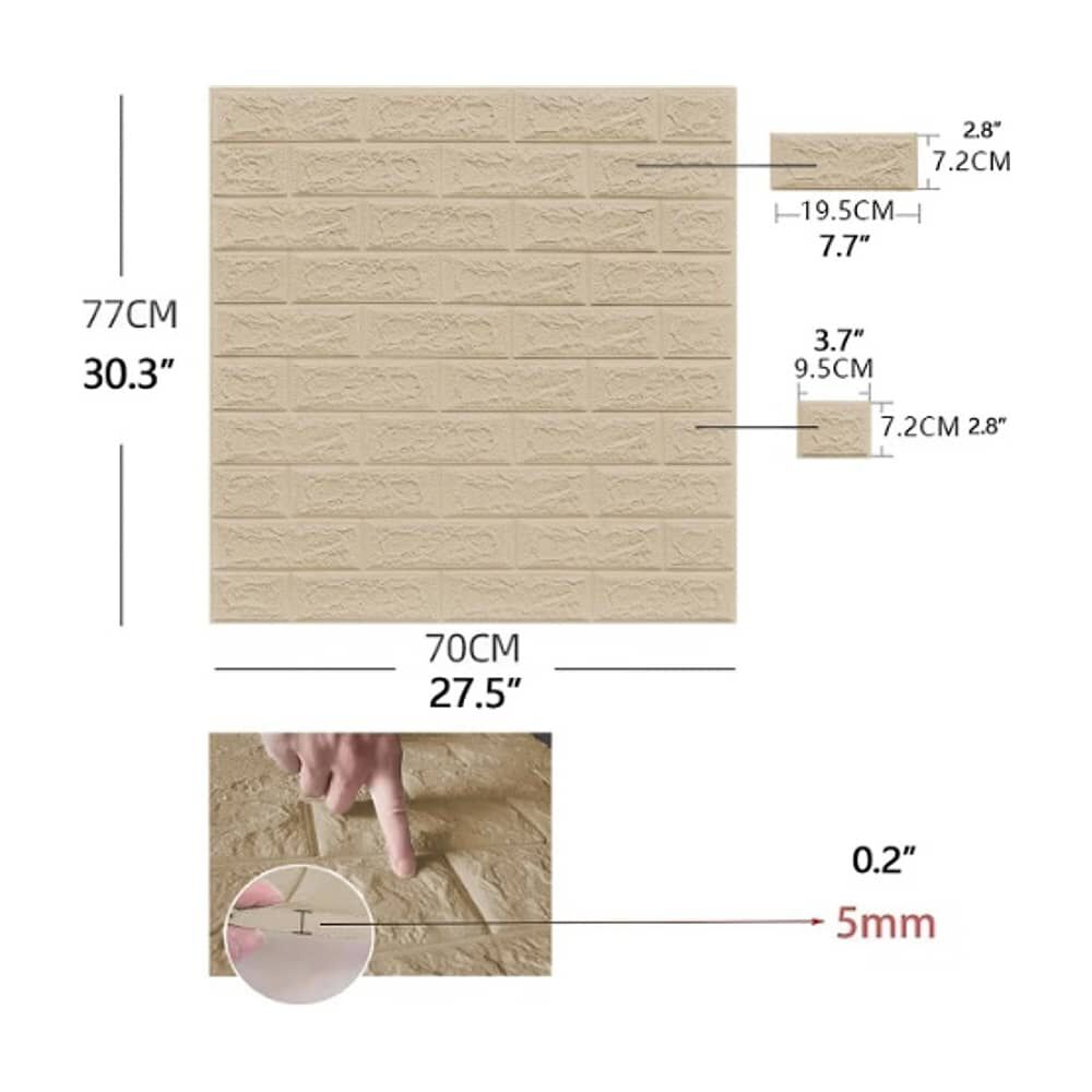 Pack 10 Lamina Papel Mural Autoadhesivo 3d Beige image number 1.0