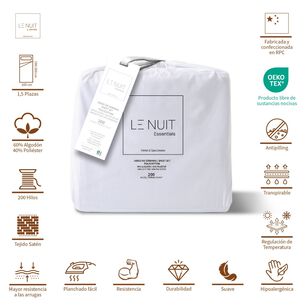 S&aacute;banas 1,5 Plazas Polycotton 200 Hilos Essentials Liso Blanco