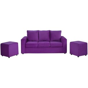 Juego De Living Bodevir Kendy / 3 Cuerpos + 2 Pouf
