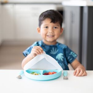 Plato Con Tapa+agarre (silicona) / Gripdish&stretchlid Azul