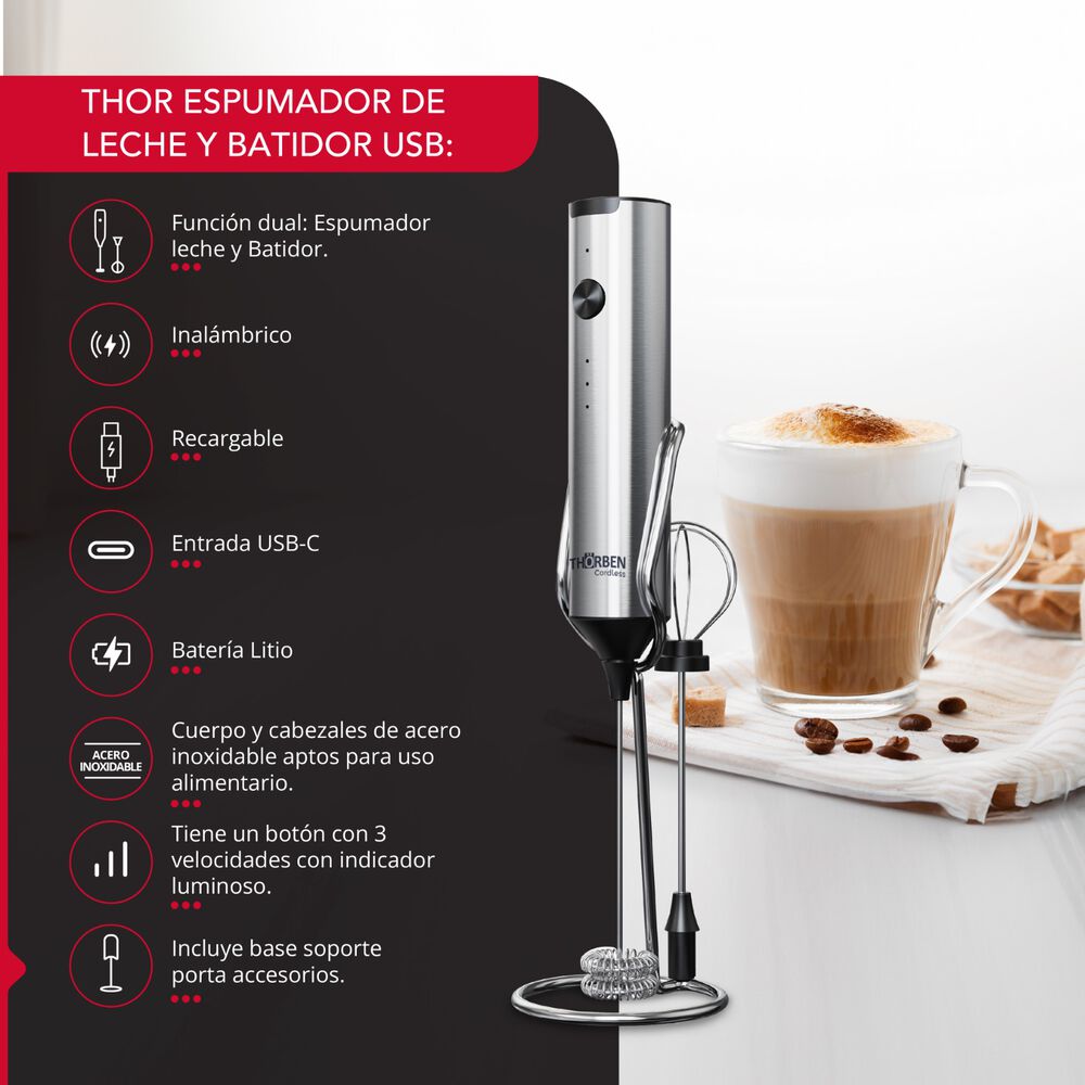 Espumador De Leche Usb Thor Dual Milk Frother image number 1.0