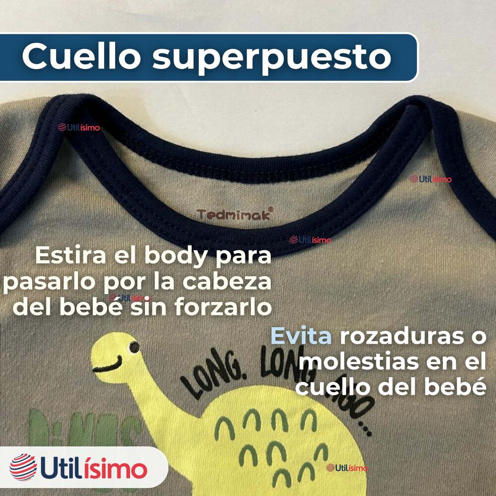 Pack 4 Bodys Ni&ntilde;o Manga Corta Tedmimak 100% Algod&oacute;n Dino Aventura image number 4.0