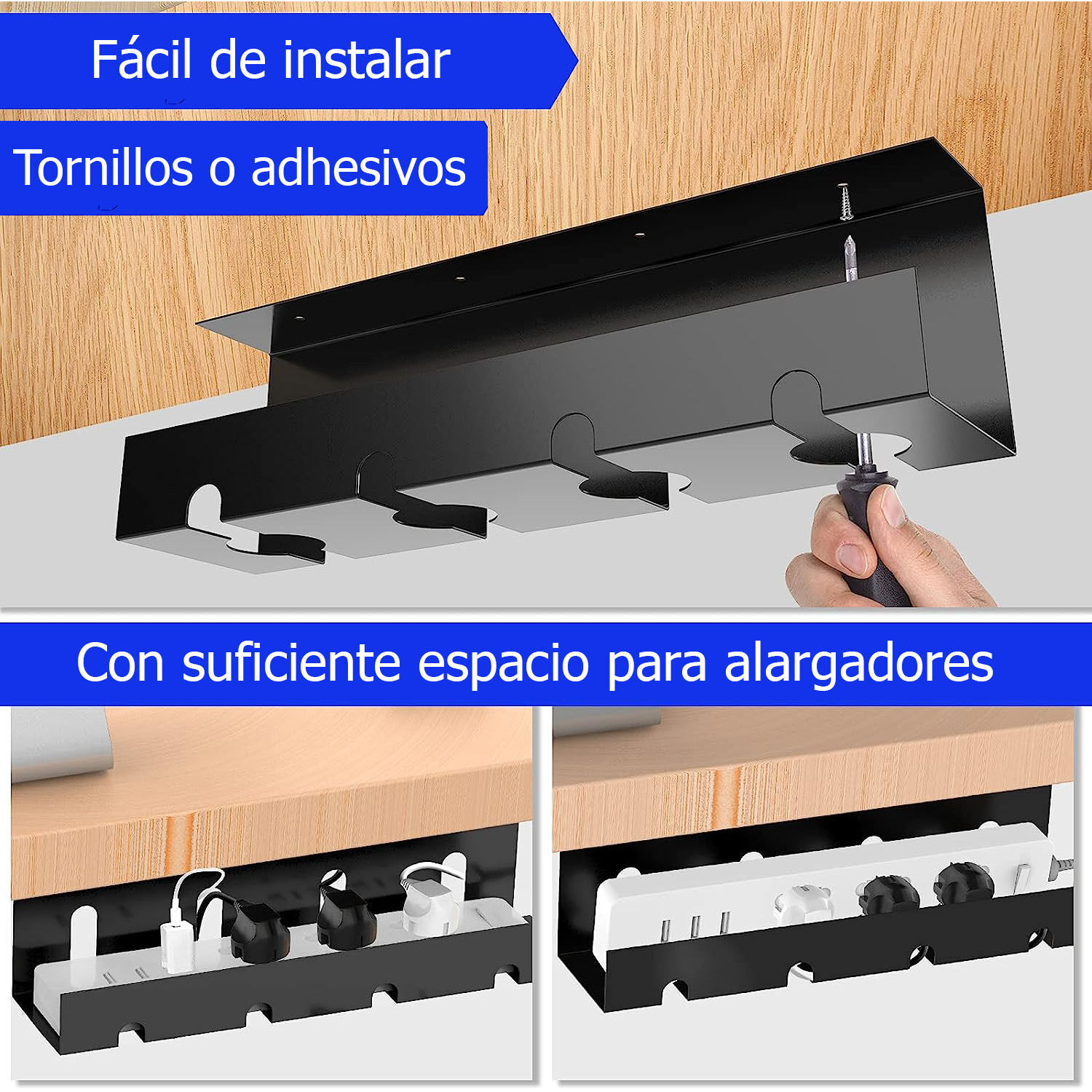 Bandeja Organizadora De Cables Bajo Escritorio - Pack De 2 image number 4.0
