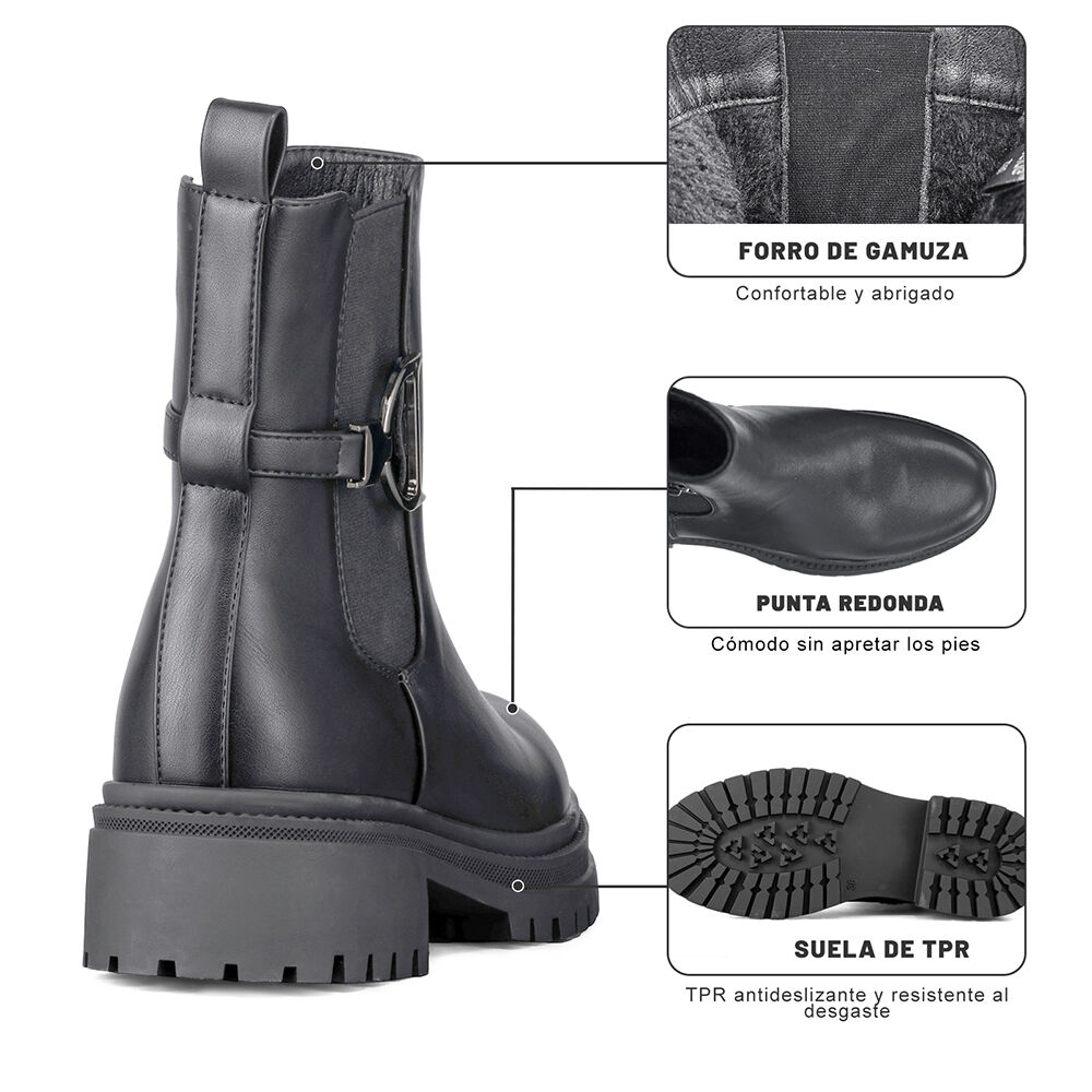 Botin Casual Mujer Eco Cuero Con Felpa Comodo Weide Zs60 image number 8.0