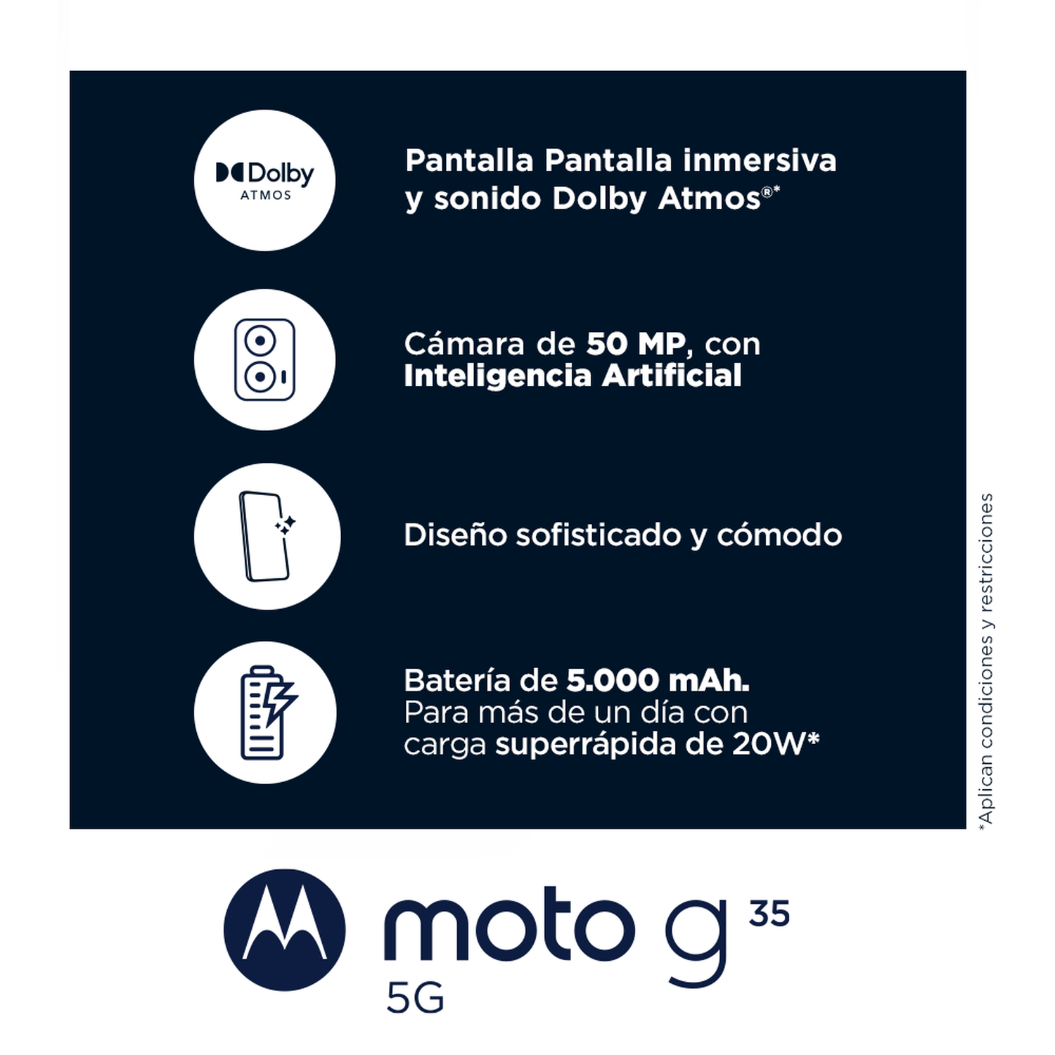 Smartphone Motorola Moto G35 / 5G / 128 GB / Negro / Liberado + Audifonos Bluetooth Moto Buds image number 1.0