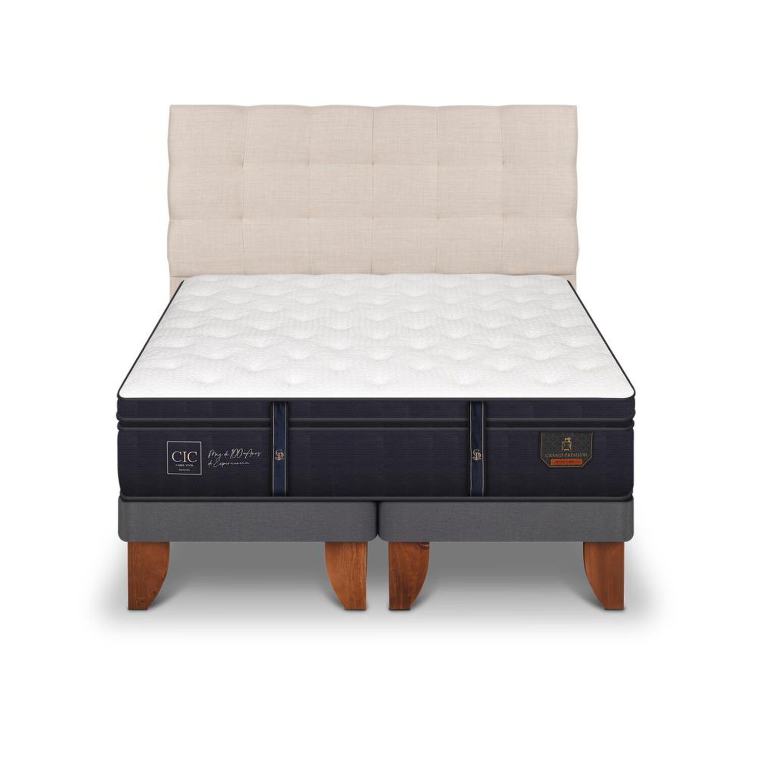 Cama Europea Cic Grand Premium / 2 Plazas / Base Dividida + Respaldo image number 0.0