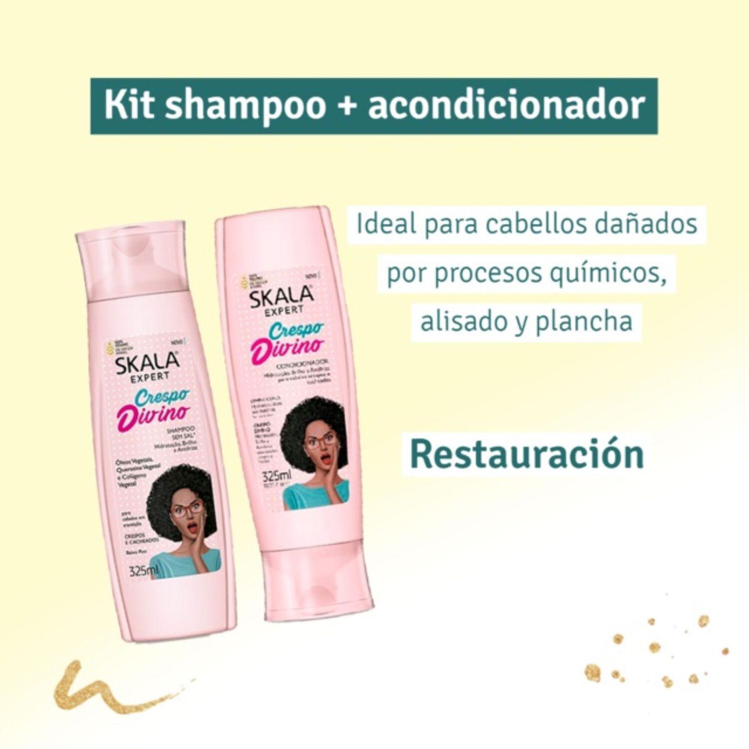 Kit Shampoo Y Acond Crespo Divino Skala Expert 650ml image number 5.0