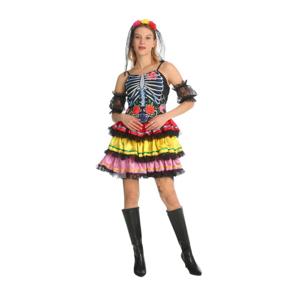 Disfraz Cosplay Catrina Dia De Muertos Esqueleto image number 7.0