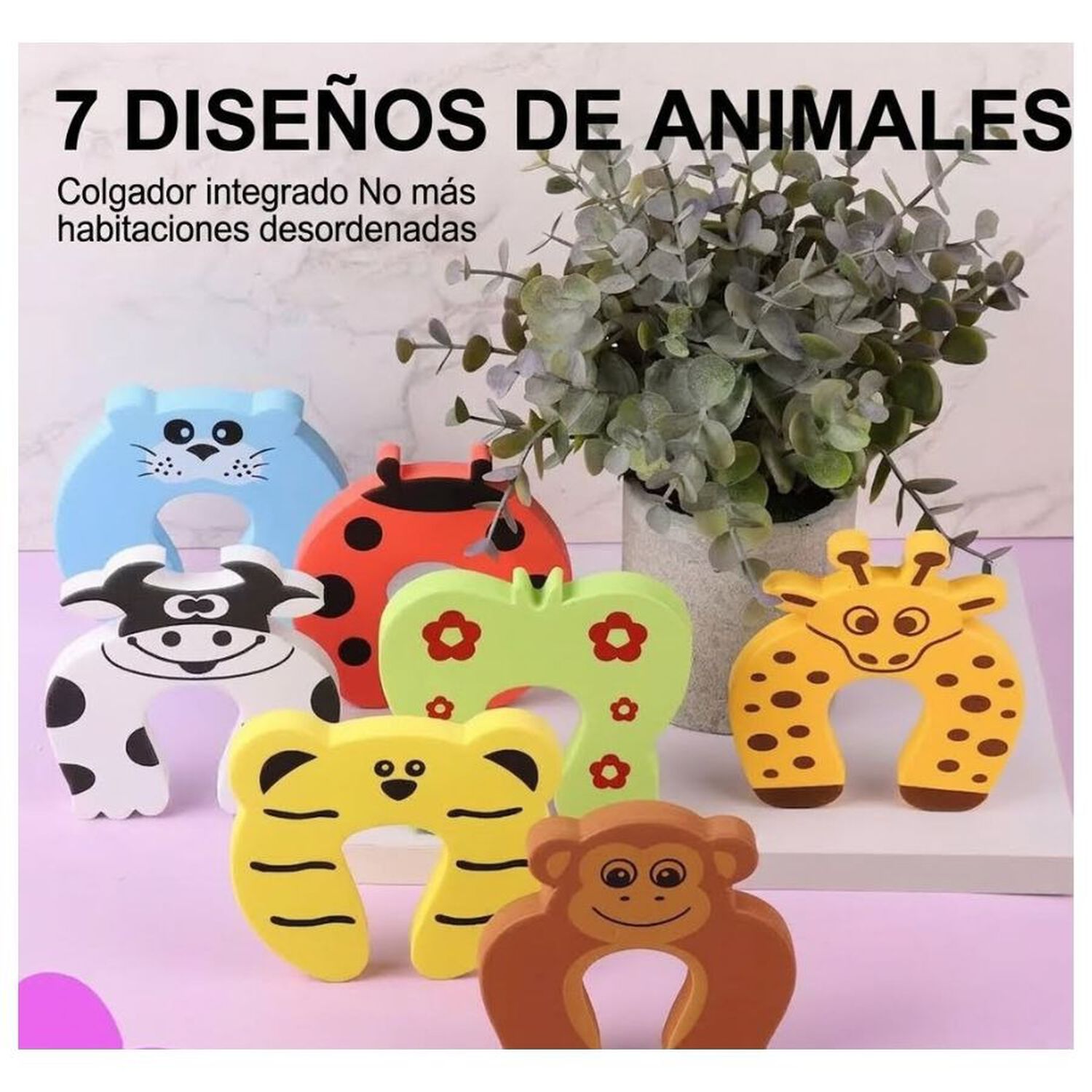 Pack 3 Topes Puerta Antigolpe Beb&eacute; Dise&ntilde;o Animales image number 1.0