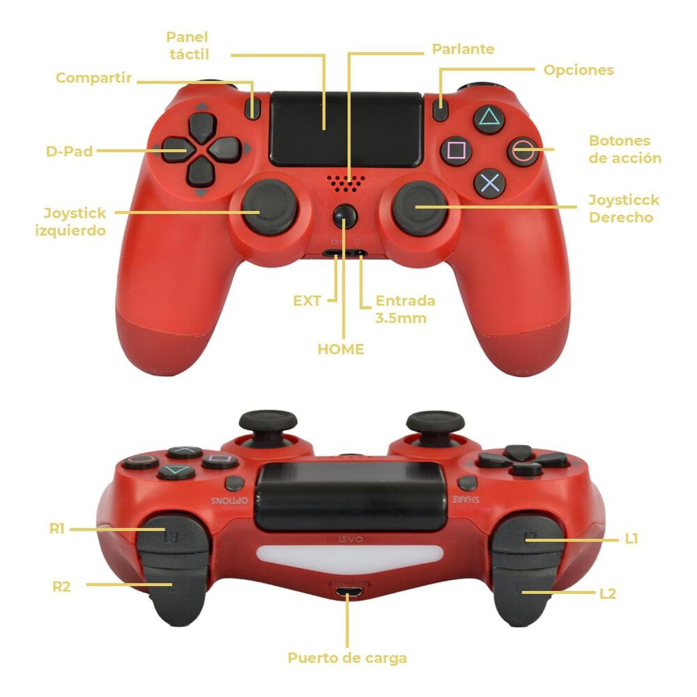 Control Joystick Inal&aacute;mbrico Doble Shock P4 Rojo Levo image number 4.0