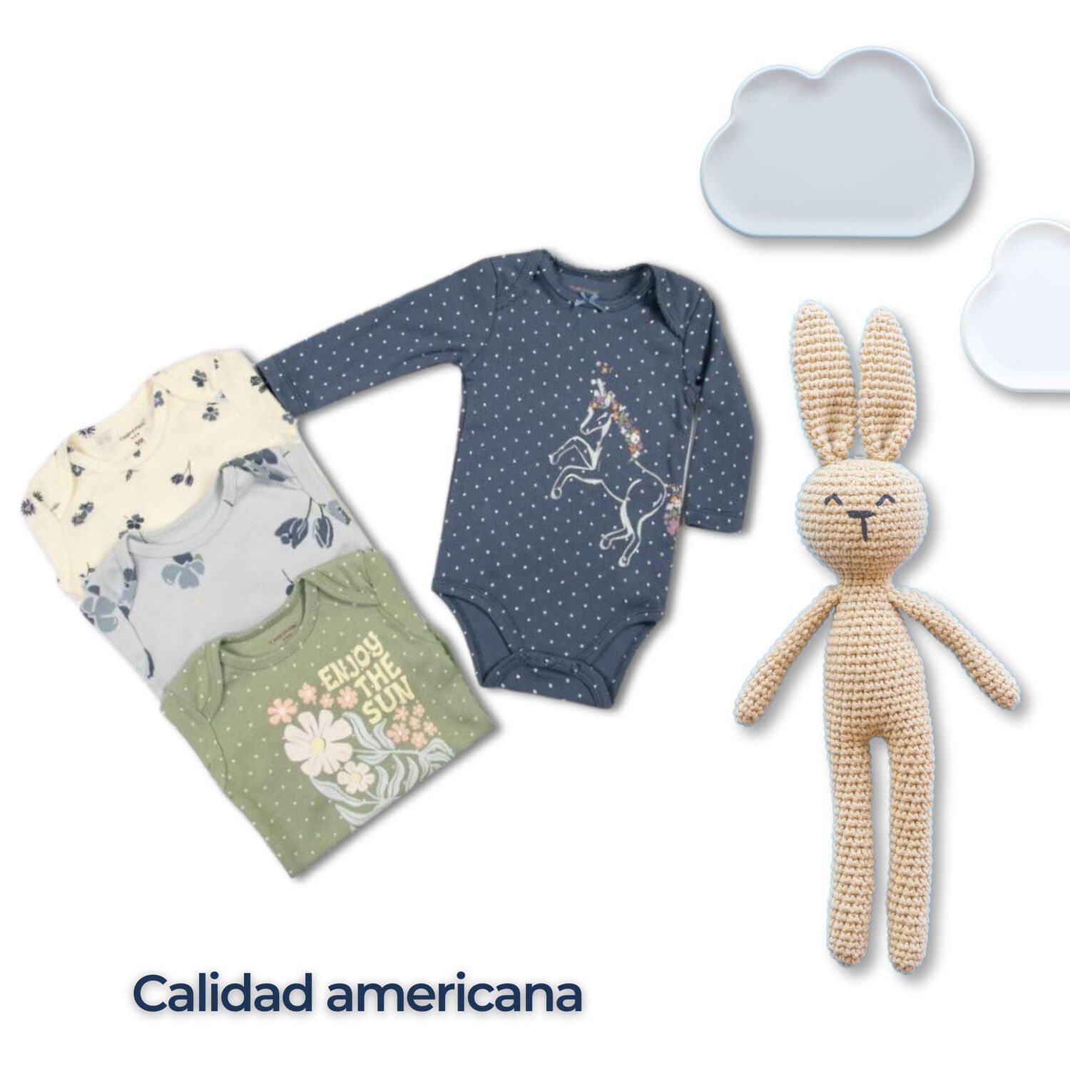 Pack 4 Bodys Ni&ntilde;a Manga Larga Tedmimak 100% Algod&oacute;n Royal Blue Unicorn image number 5.0