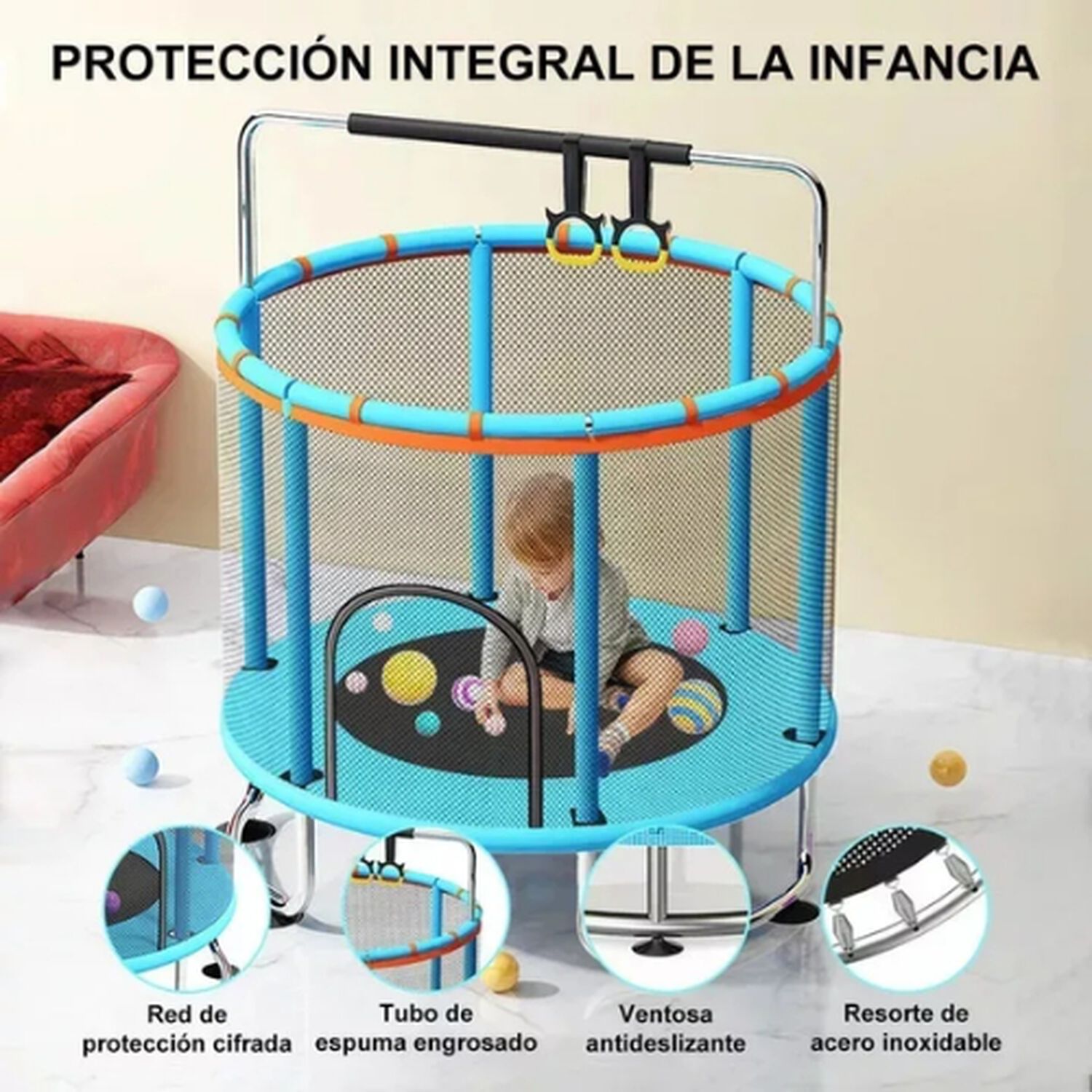 Trampol&iacute;n Para Ni&ntilde;os Y Adultos Con Red De Seguridad Gimnasia image number 3.0