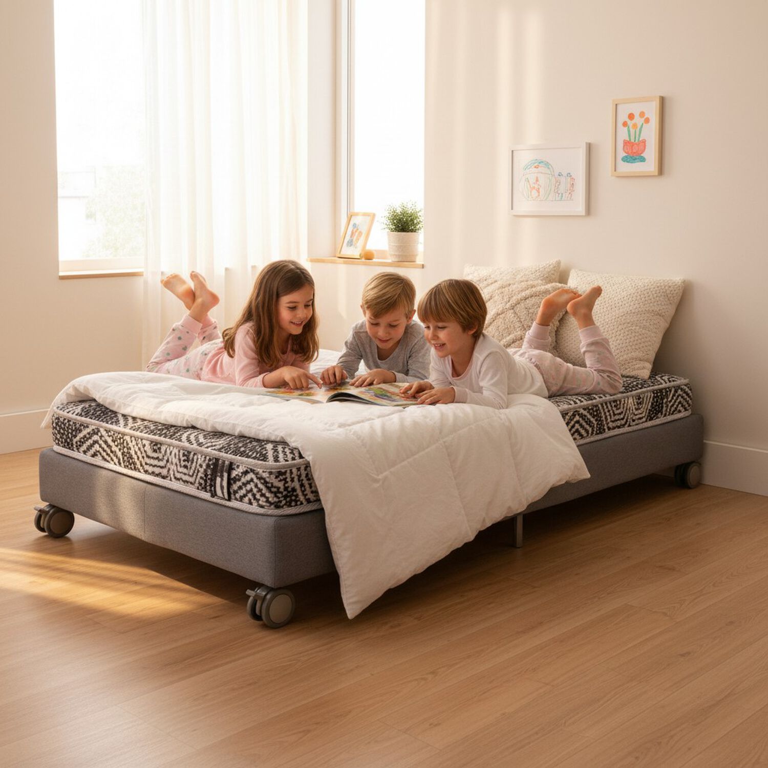 Cama 1 Plaza Box 13 Cm L190 Cm + Colchon Modelo Ideal - Rueda Deluxe (gris) image number 0.0