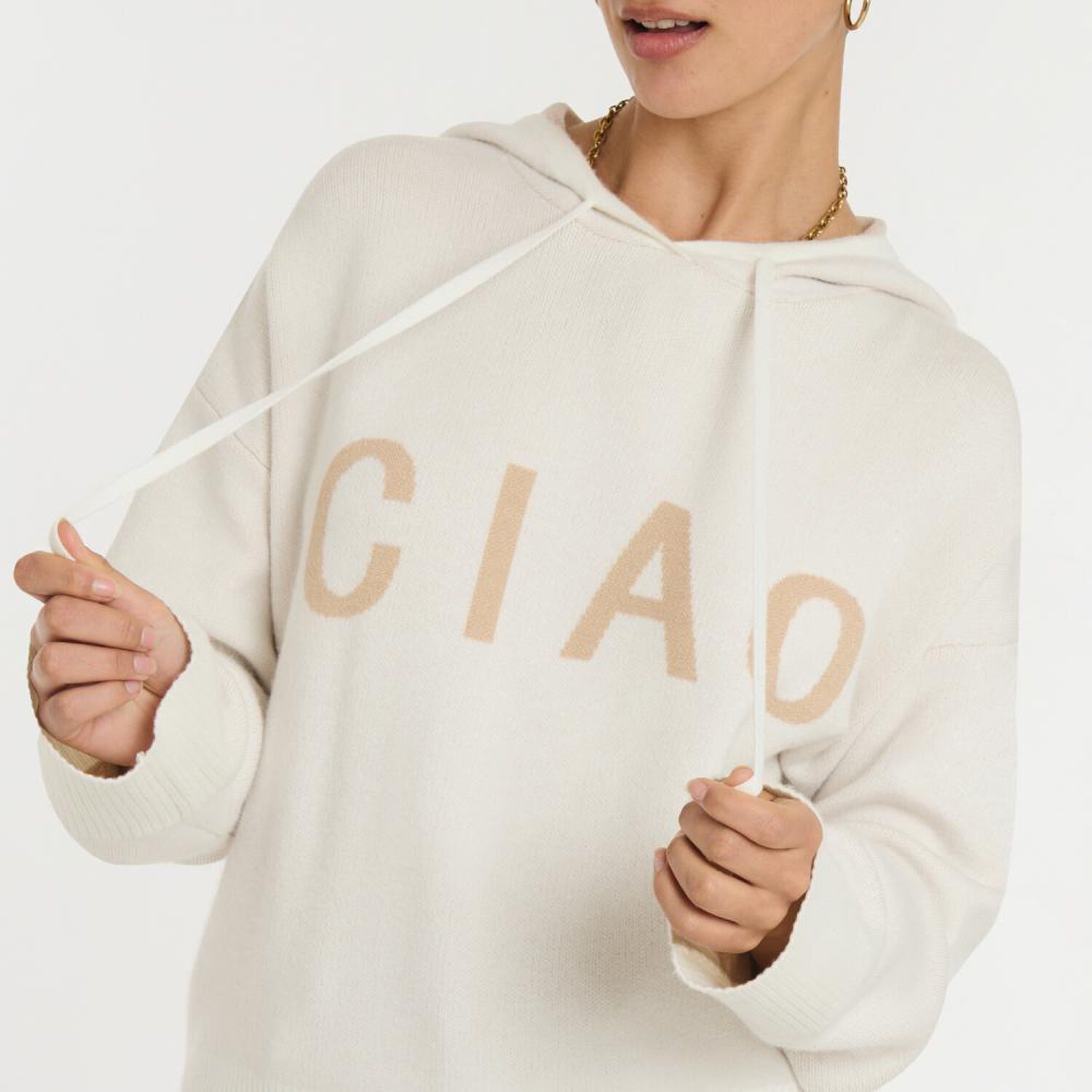 Sweater Jacquard Manga Larga Cuello Redondo Con Capucha Mujer Freedom image number 4.0