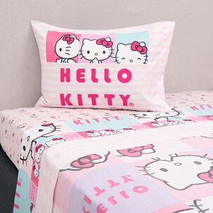 Juego De Sábanas Hello Kitty Multicolor / 1.5 Plazas