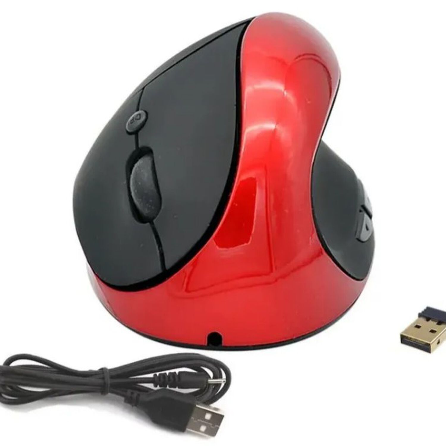 Mouse Vertical Ergon&oacute;mico Inal&aacute;mbrico Rojo image number 2.0