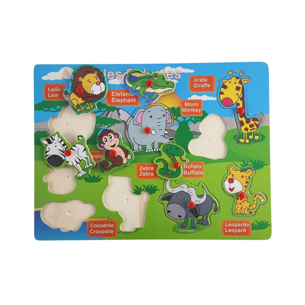 Rompecabezas Did&aacute;ctico Animales Grande Madera 30cm Ni&ntilde;os image number 2.0