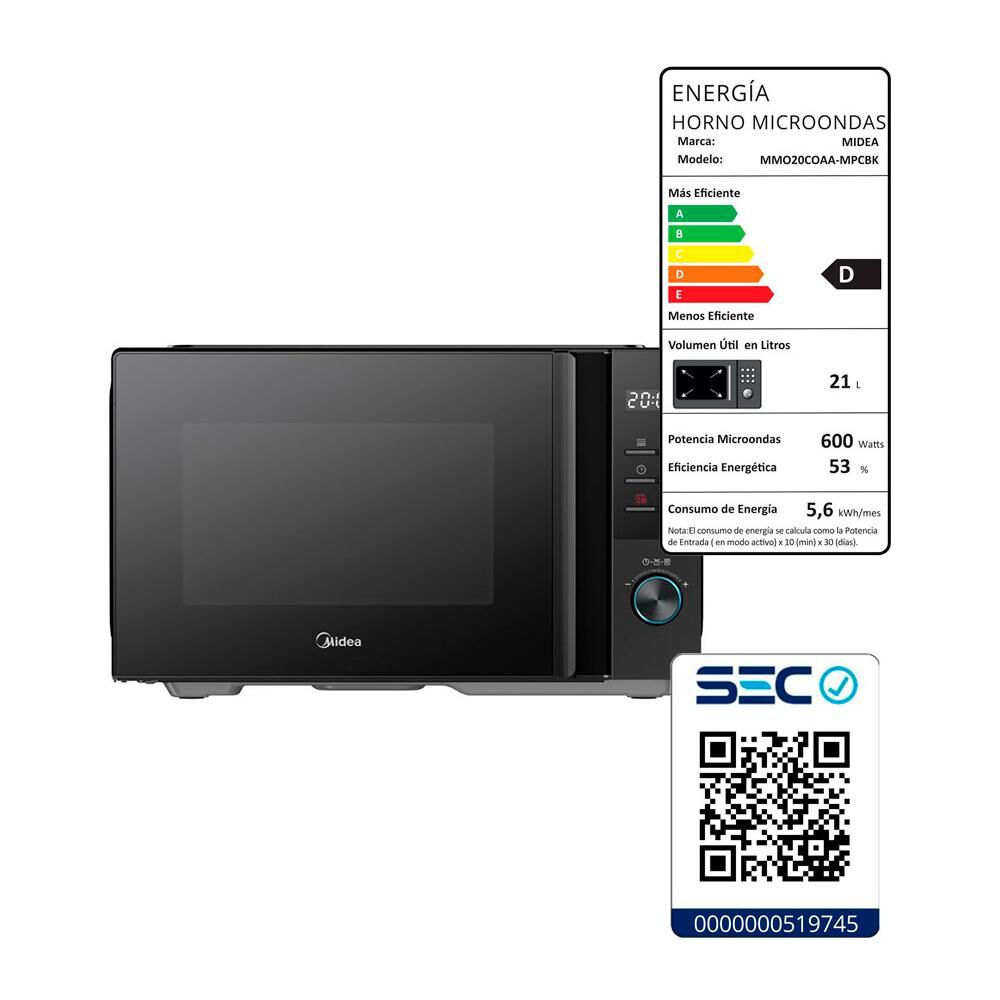 Microondas Midea MMO20COAA-MPCBK / 21 Litros / 700W image number 7.0