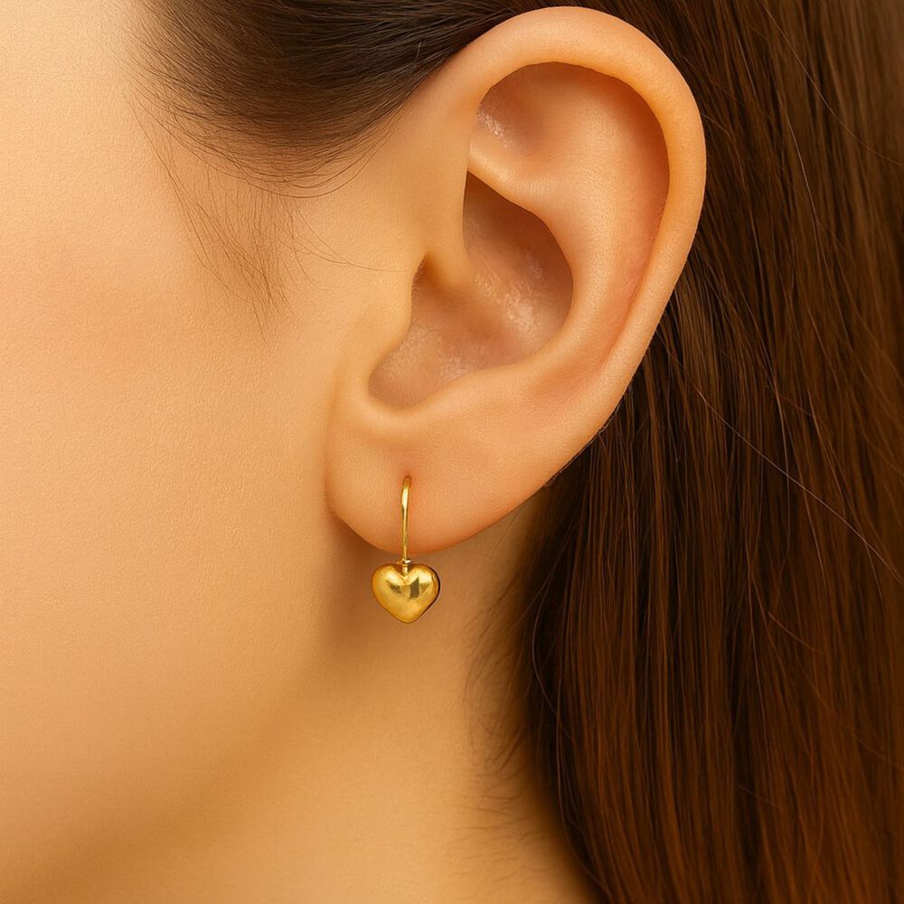Aros Gancho Coraz&oacute;n 7mm N2 Oro 18k Colgantes 1.30gr Mujer Elegantes Regalo image number 2.0