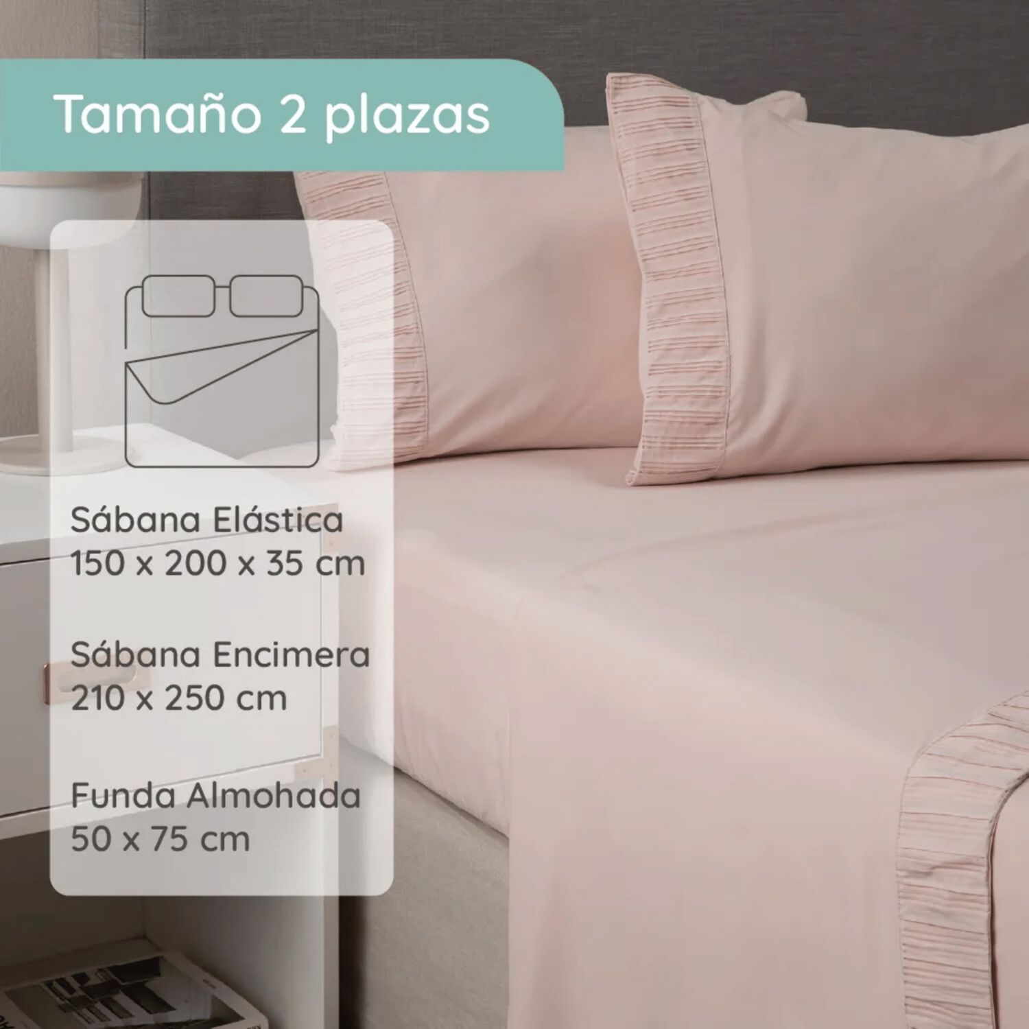 Sabanas 2 Plazas Microfibra 300 Hilos Azul Rosado image number 3.0