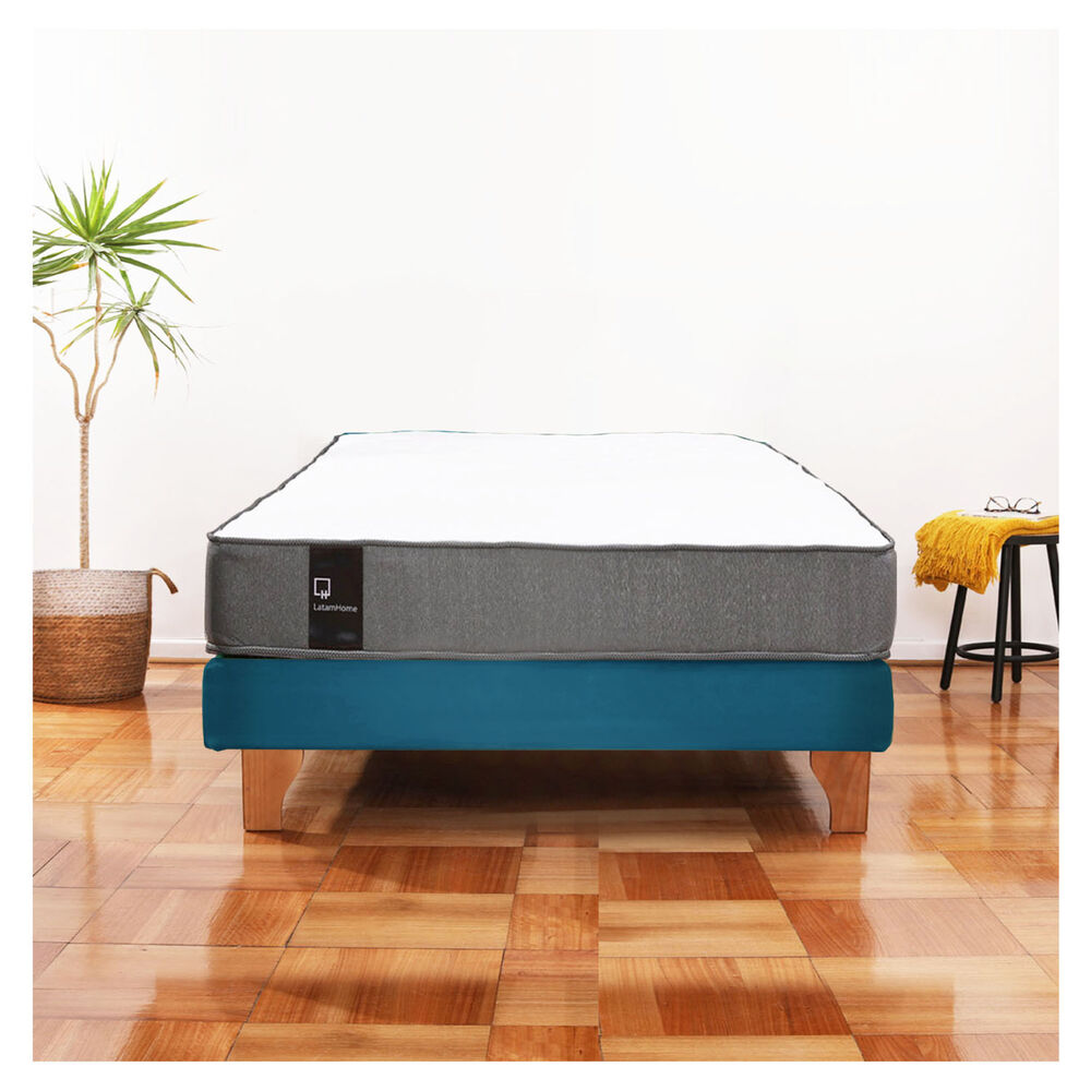 Cama Europea Zen Best 1.5 Plaza Tela Velvet Azul Petroleo image number 0.0