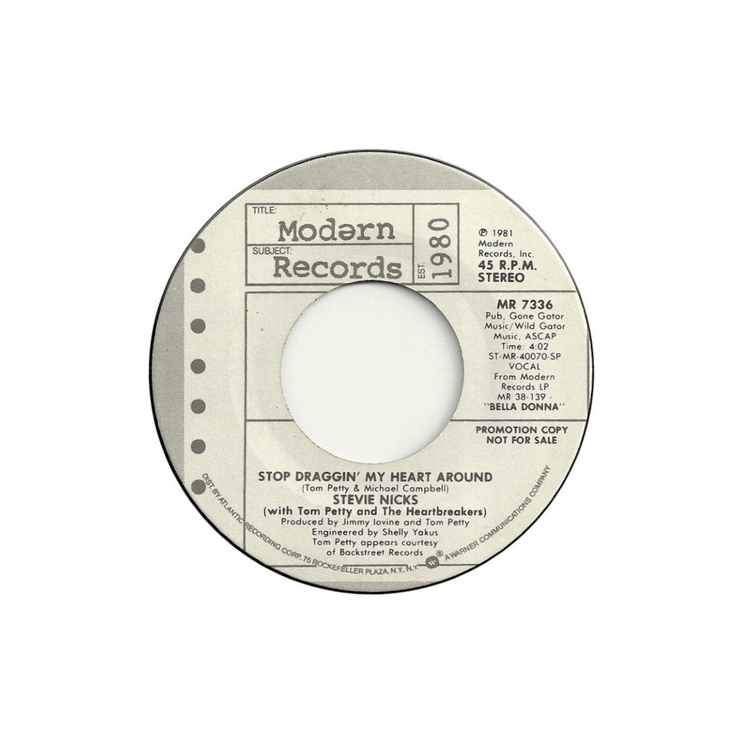 Stevie Nicks - Stop Draggin' My Heart Around | 7" Single Vinilo Usado image number 1.0
