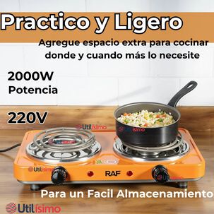 Cocina Eléctrica 2 Platos 2000w Cocinilla Portátil Naranja