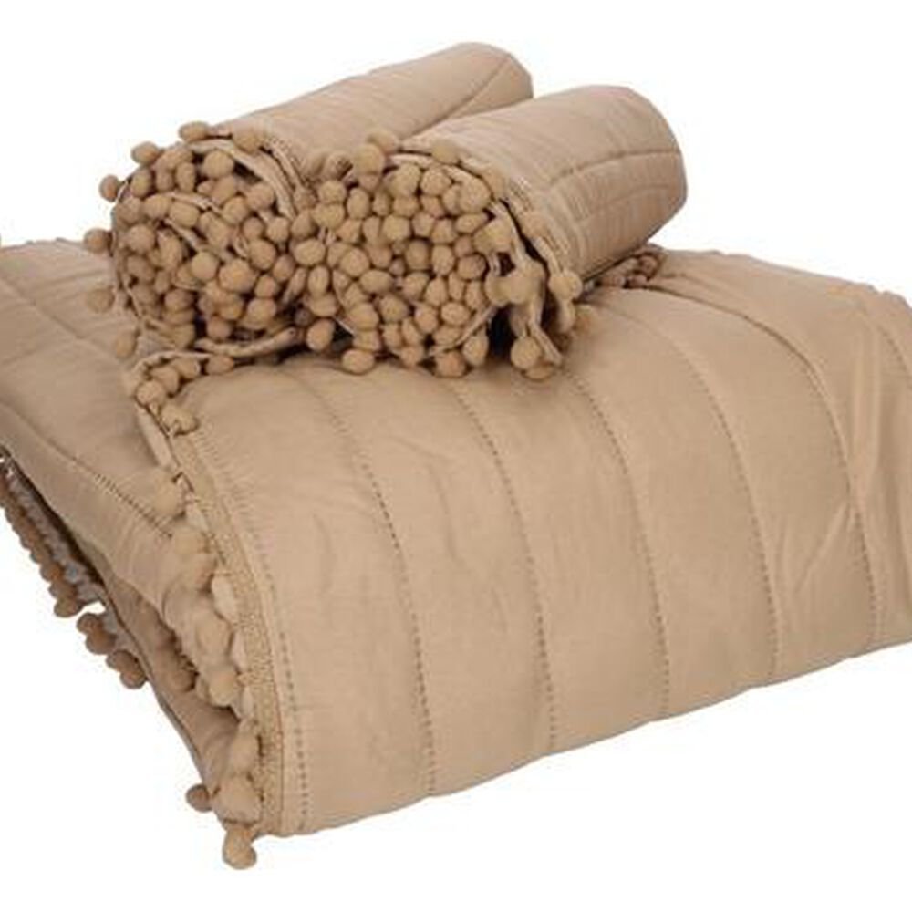 Quilt Andes Pom Pom Taupe King image number 4.0