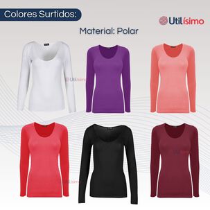 Pack 3 Camisetas Manga Larga Polar Mujer Primera Capa Colores Surtidos