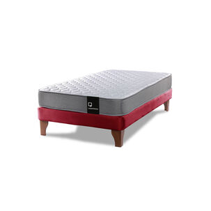 Cama Europea Zen Best 1.5 Plaza Tela Velvet Burdeo